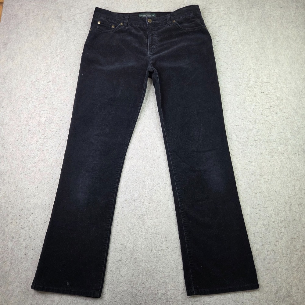 Lauren Ralph Lauren Corduroy Bootcut Pants Womens 8 Black Preppy‎ Classic